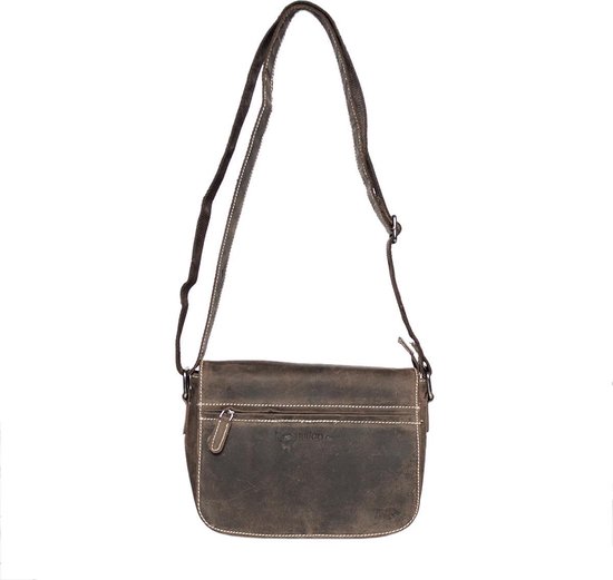 Arrigo - Schoudertassen Vrouw - Buffelleer - Crossbody - Donkerbruin