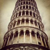 Schilderij - Toren van Pisa, close up, 3 maten, print op canvas