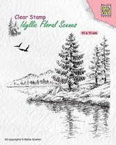 IFS025 Clear Stamps Nellie Snellen Idyllic Floral Scenes Winter water's edge - Stempel landschap water vogels - 110x100mm