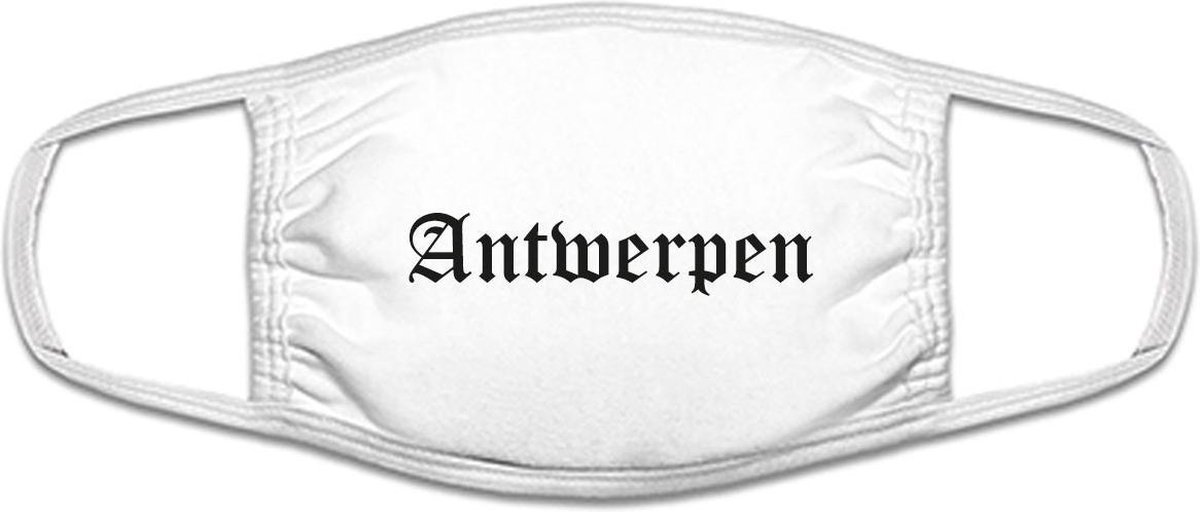 Antwerpen mondkapje | gezichtsmasker | bescherming | bedrukt | logo | Wit mondmasker van katoen, uitwasbaar & herbruikbaar. Geschikt voor OV