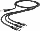Hoco X14 - 3 in 1 Oplader Micro USB, Lightning en USB C - 2.4A Snellader - Zwart