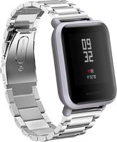 Zilveren stalen schakelarmband van 20mm voor Xiaomi Huami Amazfit BIP S