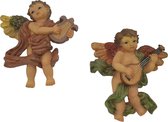 Engel beeldje met vleugels hangend – set van 2 decoratie engelenbeeldjes 13 cm hoog polyresin materiaal | GerichteKeuze