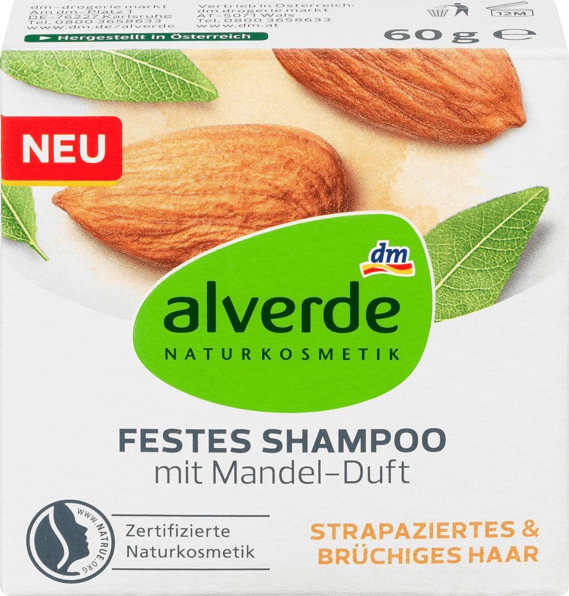 alverde NATURKOSMETIK Solid shampoo Bar met amandelgeur - Haarzeep (60 g)