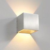 Wandlamp Cube Aluminium - 10x10x10cm - LED 6W 2700K 696lm - IP54 - Dimbaar > wandlamp binnen mat staal | wandlamp buiten mat staal | wandlamp mat staal | buitenlamp mat staal | muu