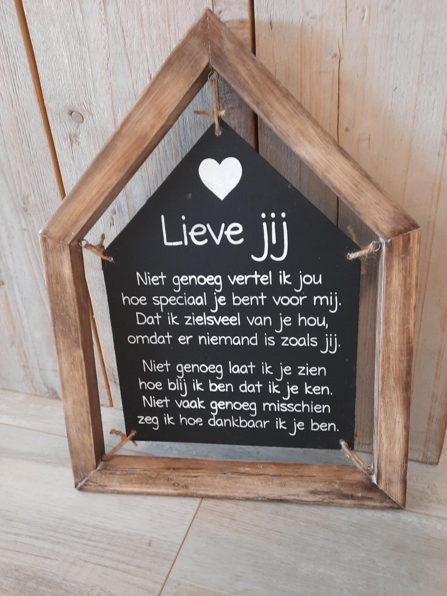 Tekstbord "Lieve jij" - cadeau - vriendschap - huis - Wandbord