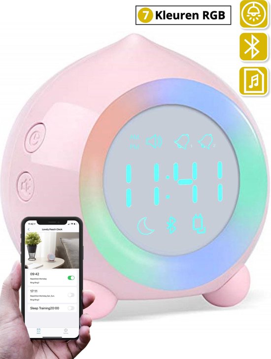Questmate Slaaptrainer Met Nachtlamp - Kinderwekker - Bluetoothfunctie -  Roze | bol.com