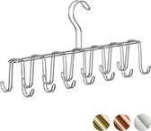 Relaxdays 1 x riemhanger metaal - stropdas hanger - riemen ruimtebesparend ophangen zilver