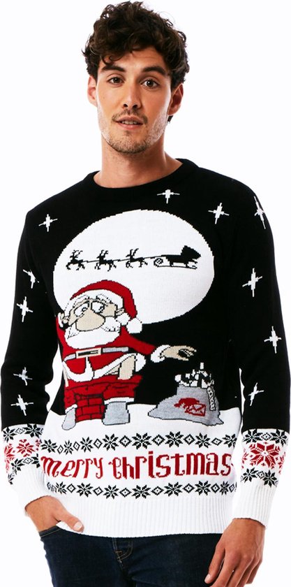 Foute Kersttrui Dames & Heren - Christmas Sweater - "Kerstman Redt de WC Niet" - Kerst trui Mannen & Vrouwen Maat XXL