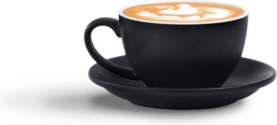 Mat zwarte cappuccino kop Nero - 20 cl. incl. bijpassende schotel | bol.com