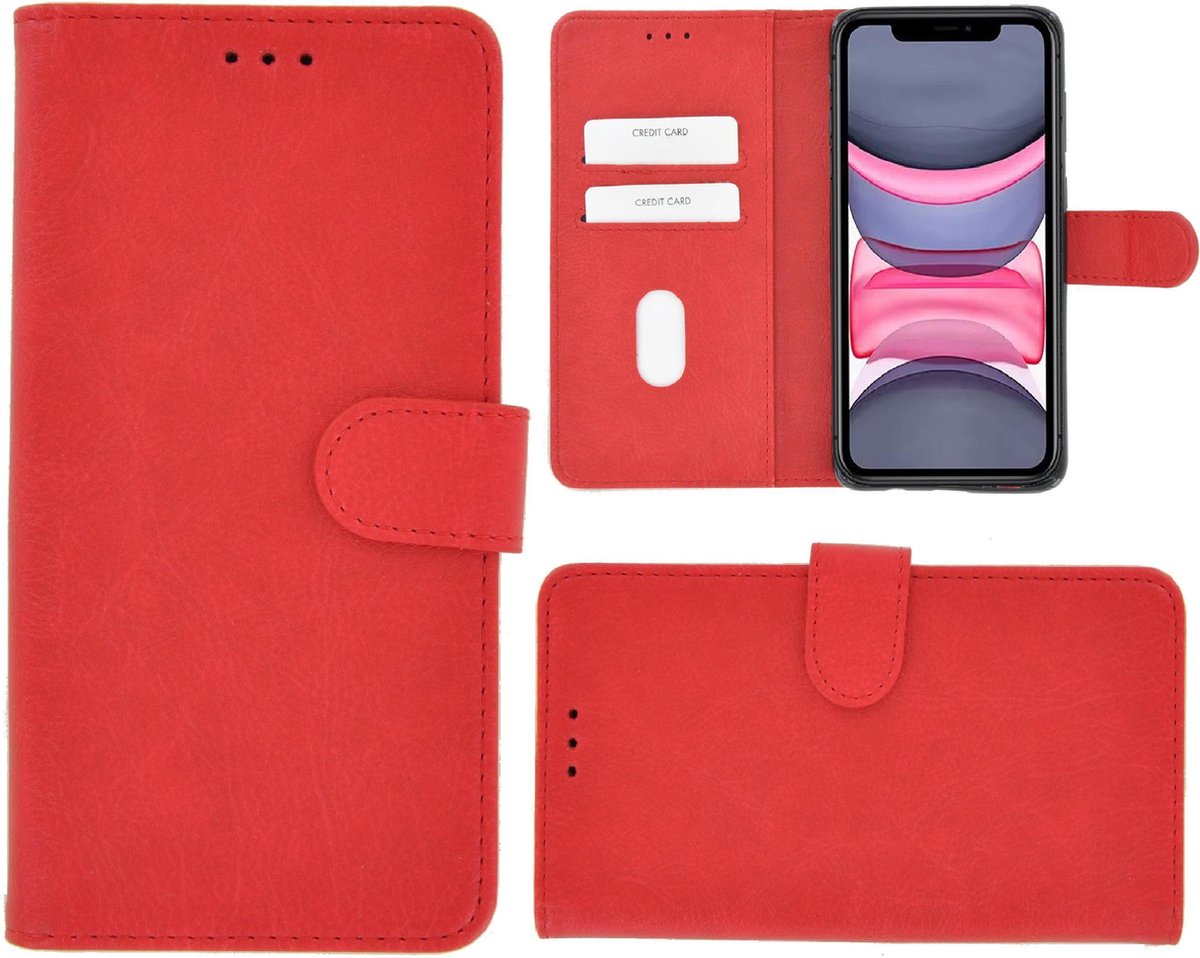 Geschikt voor iPhone 12 Pro Max Hoesje - iphone 12 Pro Max Book Case Wallet Rood Cover