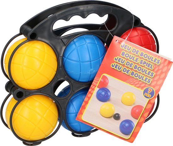 Set van 3x jeu de boules speelset 6 gekleurde ballen/1 but in draagtas - Kaatsbal - Petanque - Cochonnette - Boulen - Sportief/actief buitenspeelgoed - Merkloos