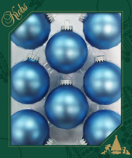 Lichtblauwe / IJs Blauwe Kerstballen 7 cm mat doosje van 8