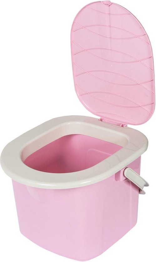 Branq Toiletemmer Draagbaar met Deksel - 15,5L - Roze