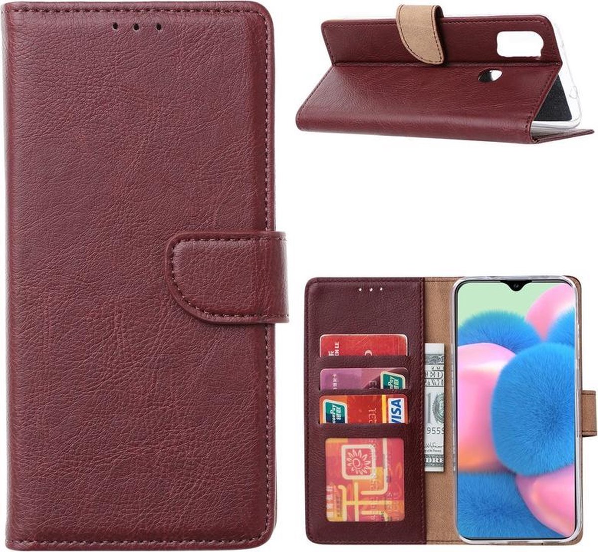 Bookcase Geschikt voor: Samsung Galaxy M31 - Bordeaux - portemonnee hoesje