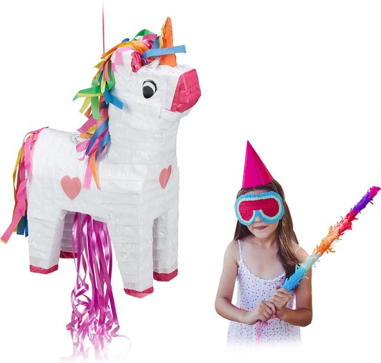 relaxdays pinata licorne - licorne - piñata - anniversaire - enfants -  filles - cordes