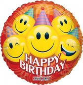 Helium Ballon Happy Birthday Smileys 45cm leeg