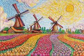 Schilderij Keukenhof Tulpenvelden - Als Van Gogh | Hoogwaardig canvas | Houten frame | 40 x 60 cm | Erika Stanley Art For All