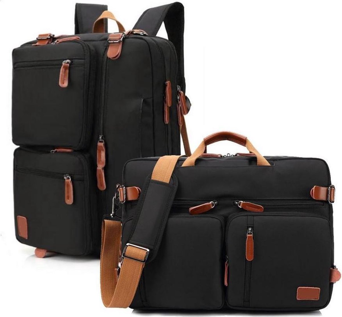 Laptoptas 2 in 1 Laptop Rugtas Schoudertas voor 17.3 inch laptop – zwart