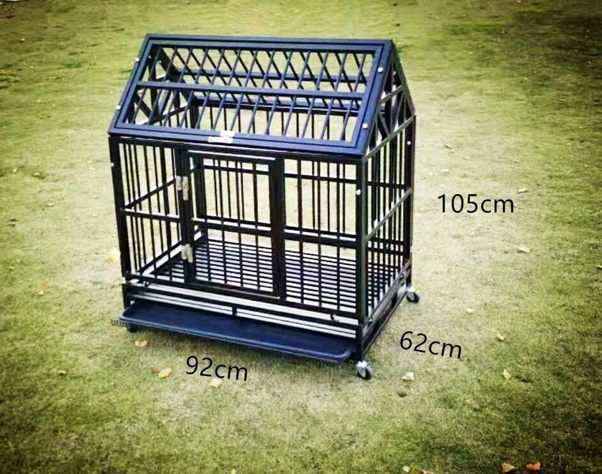 vidaXL Cage pour chien avec roues et toit Acier 92x62x106 cm