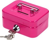Klein geldkistje metaal - 11,5 x 8,5 x 6 cm - inclusief 2 sleuteltjes - spaarpot - roze