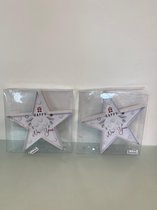 Decoratieve ster met led-verlichting (karton) - set van 2 stuks (wit/rood)