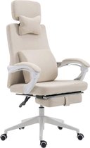 Bureaustoel - Bureaustoelen voor volwassenen - Hoofdkussen - Voetensteun - Verstelbaar - Stof - Crème - 62x63x137 cm