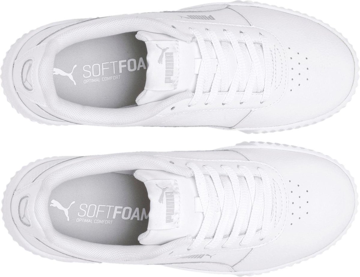 PUMA Carina L Sneakers Dames - Puma White-Puma White-Puma Silver - Maat 37  | bol.com