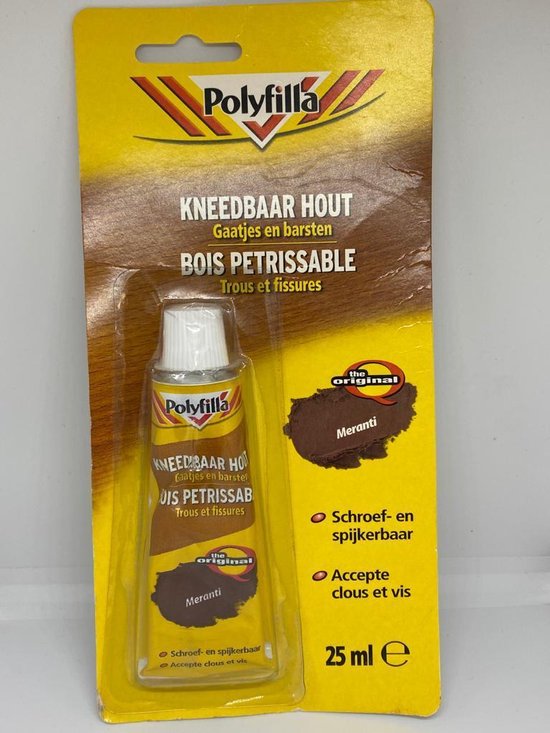 Polyfilla Kneedbaar Hout Voor gaatjes en barsten Meranti 25ml. bol