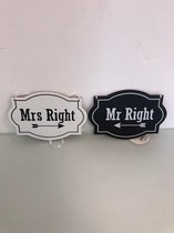 Wandbordjes Mr & Mrs Right