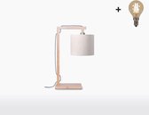 Tafellamp – HIMALAYA – Naturel Bamboe - Licht Linnen - Small (18x15cm) - Met LED-lamp