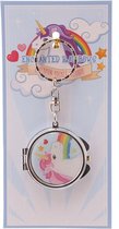 sleutelhanger make-up spiegeltje Eenhoorn Regenboog roze of paars