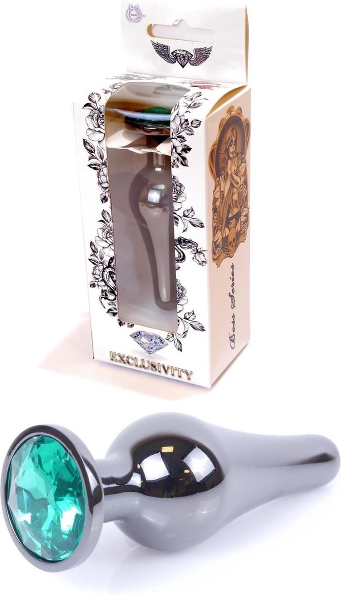 Goedkoopste Bossoftoys - Buttplug - Donker zilver - anaal - Groen - 64-00060 - gave cadeaubox