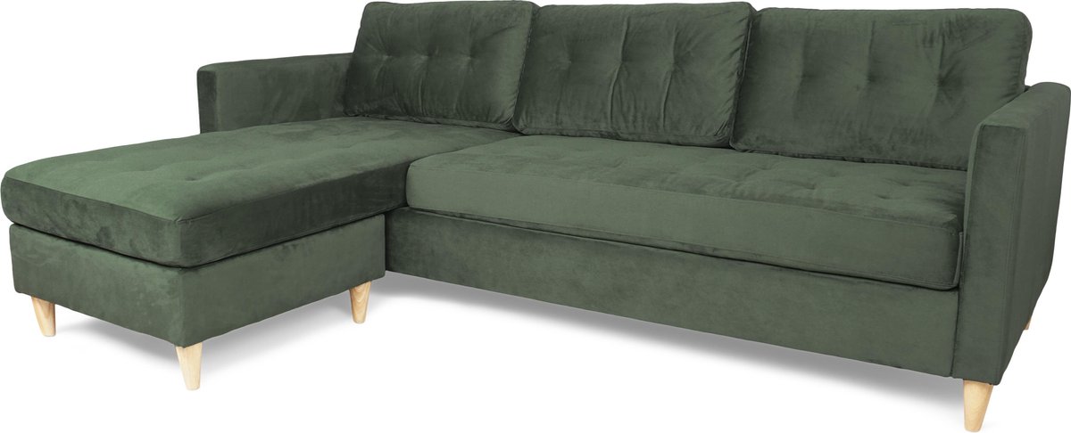 Mars bank BA1, chaise longue rechts of links gedraaid in velour groen.