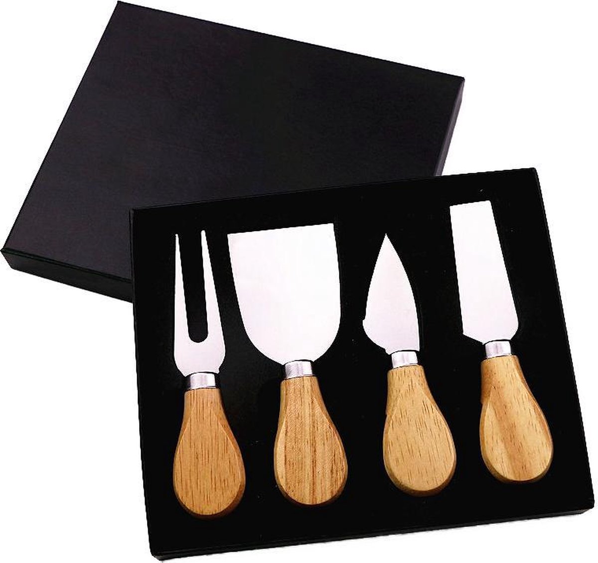 Kaasmessen set – Bamboe – RVS - Kaasmesjes - 4-delig – Incl. geschenkdoos