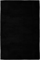 Handgeweven, zacht en effen vloerkleed Cha Cha - zwart - 120x170 cm