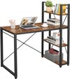 Mazazu - Bureau - Computertafel met planken - Thuiskantoor - Industrieel - Vintage - Bruin/zwart - 60x120x76/120