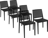 Barres de chaise de patio (lot de 6) - noir - empilable