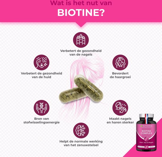 bekennen steno toewijding Biotine • Haar Nagels Huid • Vitamine B • Zink • NUTRIMEA • 120 caps |  bol.com