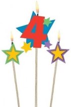 Amscan Verjaardagskaarsjes 4 - Star 12,2/13,5 Cm 3-delig