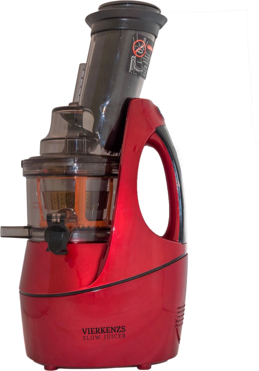 Vierkenzs Elite 1800B slowjuicer rood 05 l 10 jaar garantie op de motor BPA-vrij 43 omw/min. incl. 3 zeven
