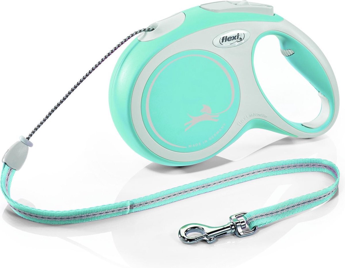 Flexi rollijn new comfort koord m lichtblauw&lichtgrijs - hondenriem - 8 m