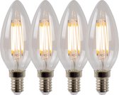 Lucide C35 Filament lamp - Ø 3,5 cm - LED Dimb. - E14 - 4x4W 2700K - Transparant - Set van 4