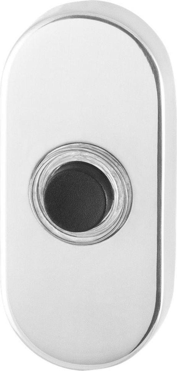GPF9826.44 deurbel met zwarte button ovaal 70x32x10 mm RVS gepolijst