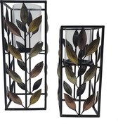 Viv! Home Luxuries Windlicht - 2 stuks - Glas en metaal - zwart goud roségoud - topkwaliteit