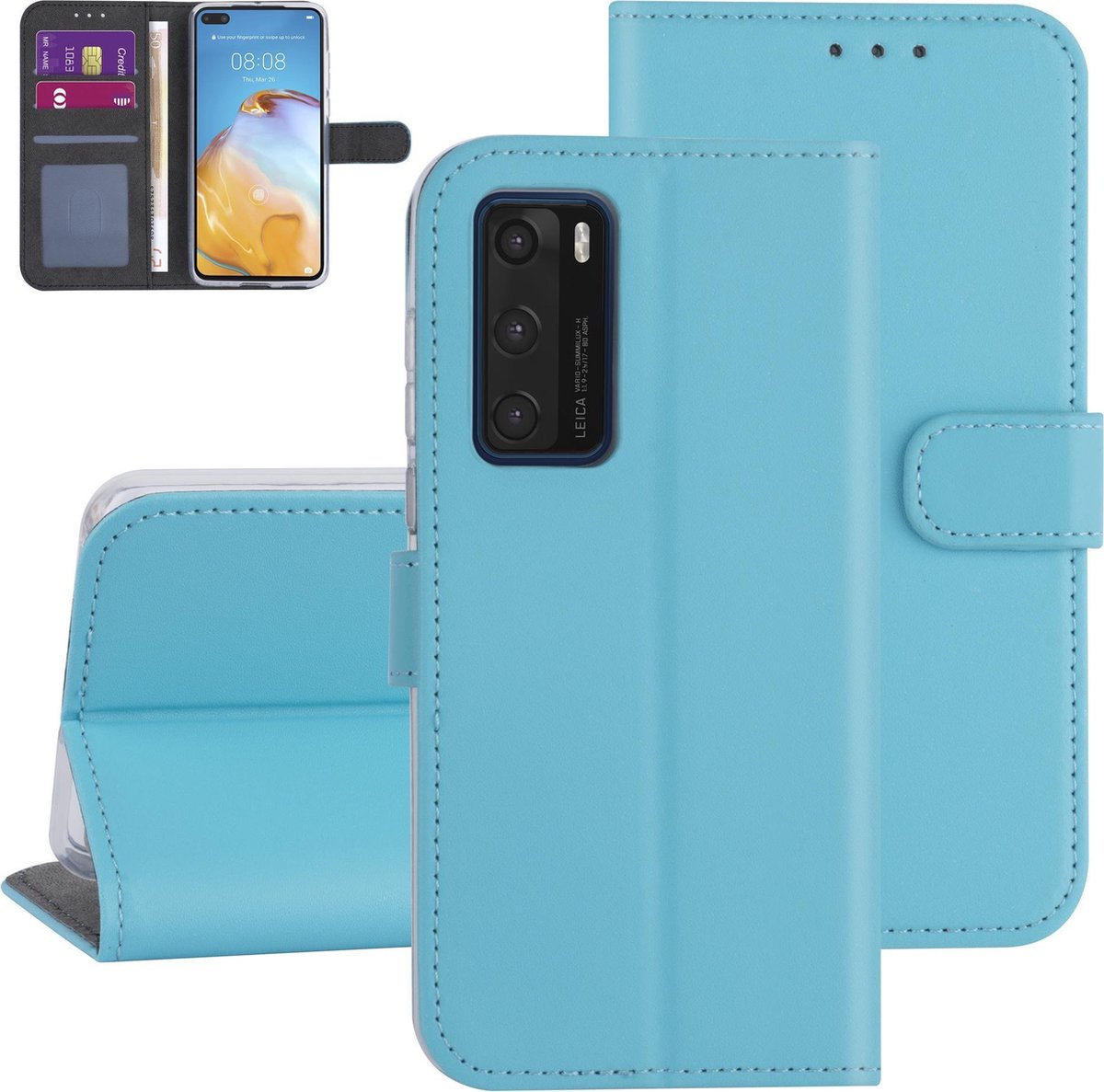 Hoesje voor Huawei P40 - LichtBlauw - Book Case - Kaarthouder