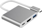 NÖRDIC USBC-N1176, USB-C Dockingstation naar HDMI 4K 30Hz, USB-C 60W PD, USB 3.1, Zilver