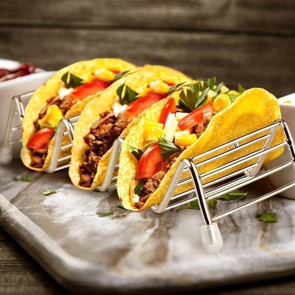 Lot De 18 Supports à Tacos Mexicains - Forme Vague - Qualité Alimentaire - 3 Couleurs - Passent Au Lave-vaisselle