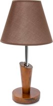 Relaxdays tafellamp klassiek - kleine leeslamp - ronde schemerlamp - nachtkastlamp stof
