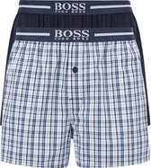 HUGO BOSS boxershorts woven (2-pack) - heren boxers wijd model - navy blauw en geruit - Maat: M